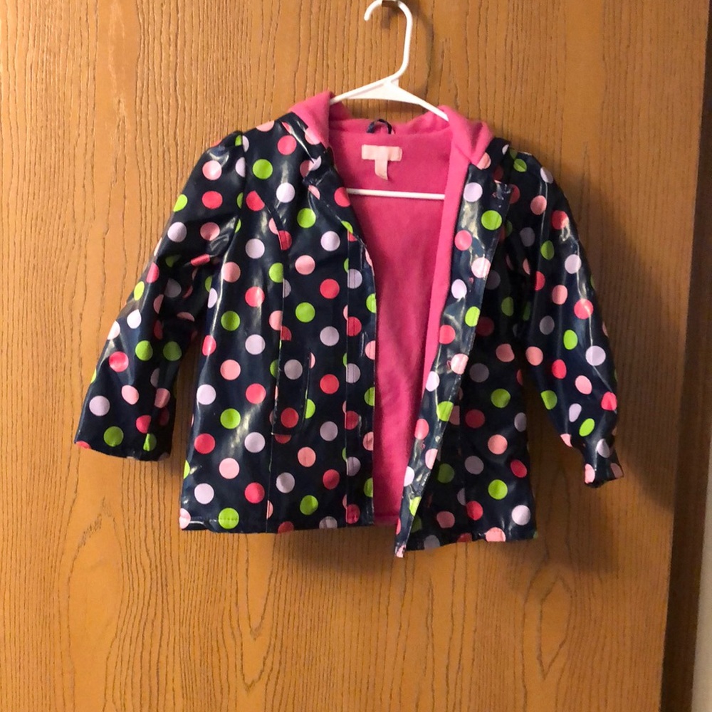 Navy blue and pink poke it out it rain jacket